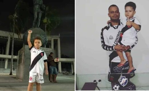 Edmundo da Gama, torcedor do Vasco, ao lado do pai