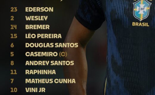 Brasil enfrenta França com Andrey Santos como titular e Rayan no banco; veja a escalação completa