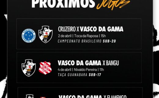 Categorias de base do Vasco têm duelos contra Cruzeiro, Flamengo e Bangu na Taça GB com transmissão garantida