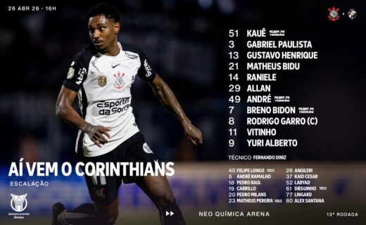 Corinthians divulga escalação para duelo contra o Vasco; ex-vascaíno Pedro Raul figura entre as opções no banco