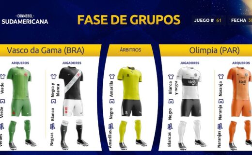 Vasco jogará contra o Olimpia com uniforme preto e branco, enquanto goleiro vestirá verde