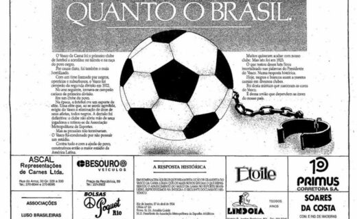 Vasco celebra 100 anos da Abolição da Escravatura em texto publicado no jornal O Globo