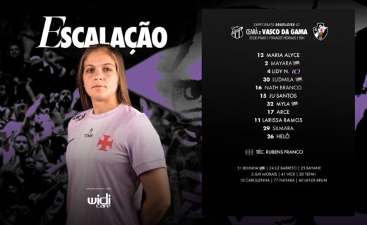 Feminino: Escalação do Vasco para o duelo contra o Ceará é revelada