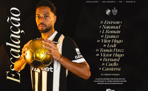 Atlético-MG divulga escalação para duelo contra o Vasco