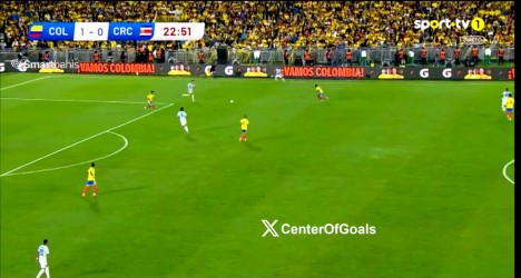 Andrés Gómez se destacou na jogada do primeiro gol da Colômbia sobre a Costa Rica