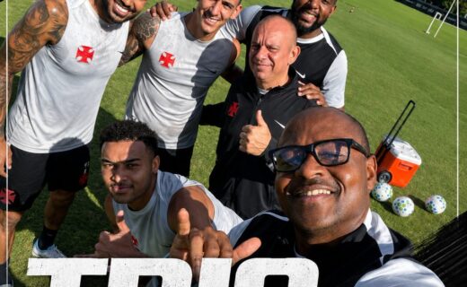 Trio formado por Jair, Puma Rodríguez e Euder inicia atividades físicas no CT Moacyr Barbosa