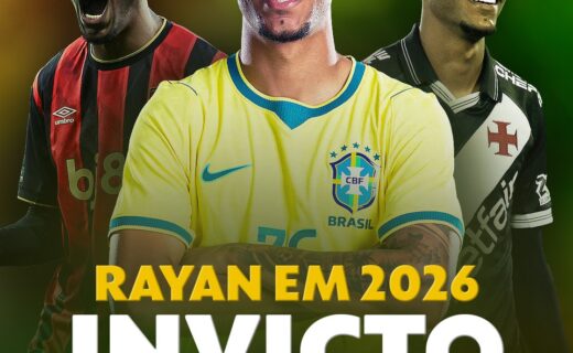 Rayan mantém invencibilidade em 2026 após 21 jogos pelo Vasco, Bournemouth e Seleção Brasileira