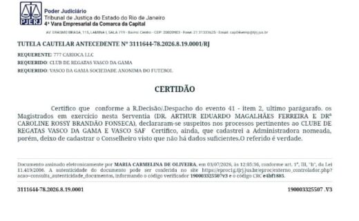 Desembargadores se declaram suspeitos em processos relacionados ao Vasco
