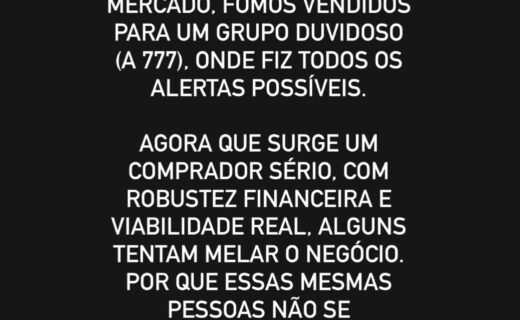 Eduardo Cassiano, VP de esportes olímpicos, denuncia tentativa de ‘melar’ venda da SAF para Marcos Lamacchia