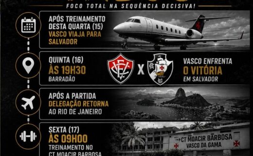 Vasco divulga programação do elenco para os próximos dias