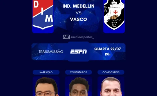 Transmissão de Independiente Medellín x Vasco contará com equipe de profissionais na TV