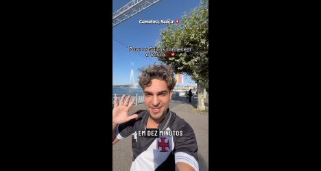 Camisa do Vasco é reconhecida por torcedores na Suíça; assista ao vídeo