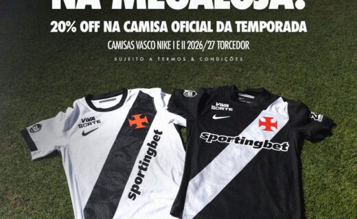 Camisa oficial do Vasco tem 20% de desconto na megaloja de São Januário neste sábado