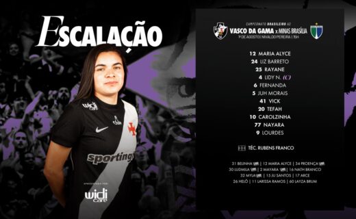 Feminino: Vasco divulga escalação para duelo contra o Minas Brasília