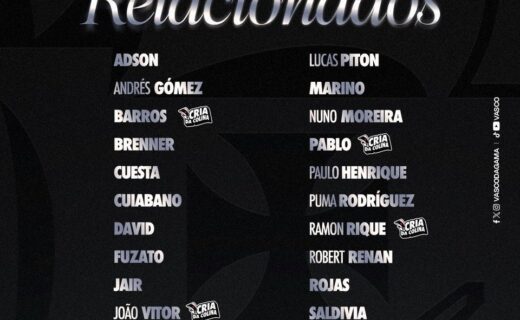 Vasco divulga lista de convocados para duelo contra o Fluminense