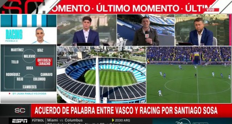 Vasco se aproxima de acordo para contratar Santiago Sosa, afirma jornalista argentino