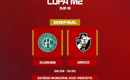 Sub-18: Semifinal da Copa M2 coloca Vasco frente a frente com o Guarani neste sábado às 15h