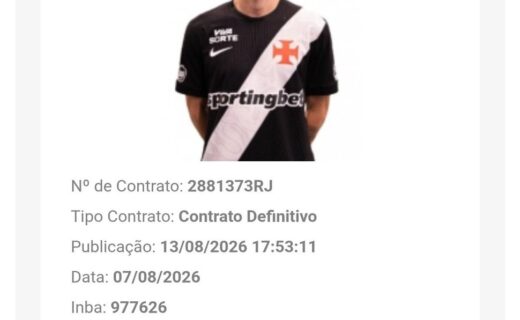 Facundo Colidio é registrado no BID da CBF e pode fazer sua estreia pelo Vasco contra o Santos no domingo