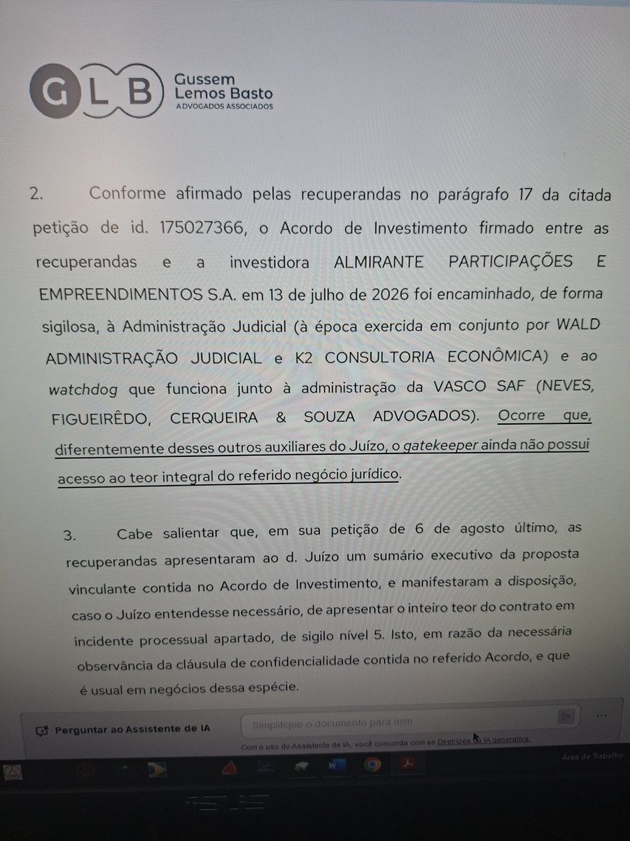 Gatekeeper pede documentos de acordo e avaliará venda da SAF