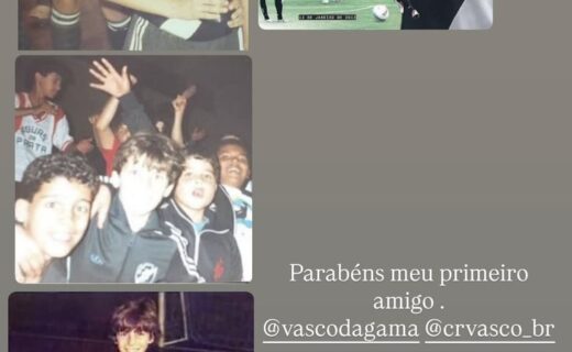 Vasco recebe homenagem de Pedrinho em postagem no Instagram: ‘Parabéns, meu primeiro amigo’