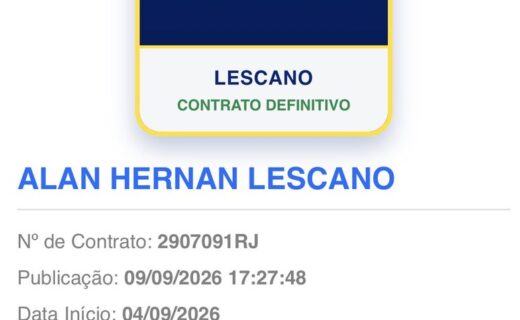 Alan Lescano é registrado no BID da CBF e está disponível para enfrentar o Grêmio