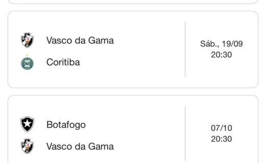 Vasco terá quatro jogos no Rio de Janeiro, sendo dois antes e dois depois da Data FIFA