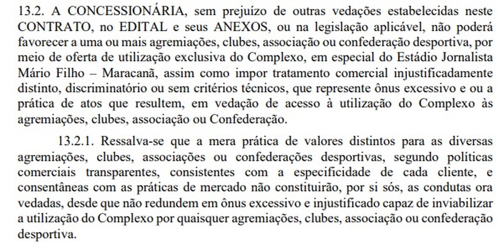 Veja trecho de edital da atual licitação do Maracanã — Foto: Reprodução