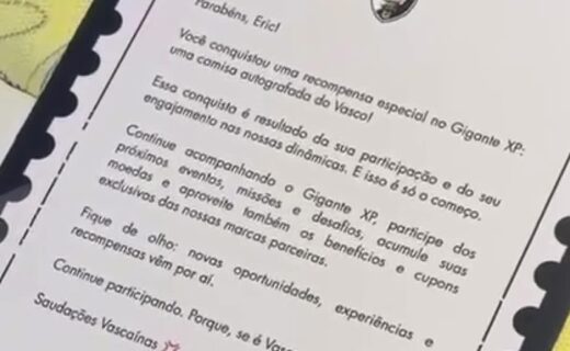 Vasco: sócio resgata camisa autografada com moedas do GiganteXP pelo Vasco App