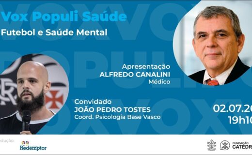João Pedro Tostes, coordenador de psicologia da base do Vasco, discute saúde mental no futebol em live