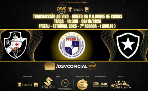 Futsal: Vasco enfrenta Botafogo no Estadual 2026, 7ª rodada, em 06/10/26
